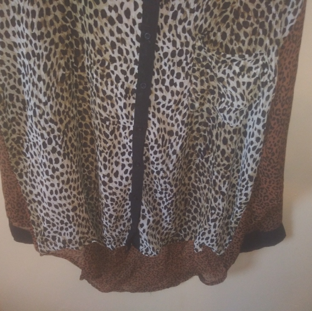 Mixed Animal Print Sheer Blouse - Picture 4 of 8